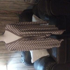 Bajee Collection Taupe & White Open Waterfall Cardigan Size ML